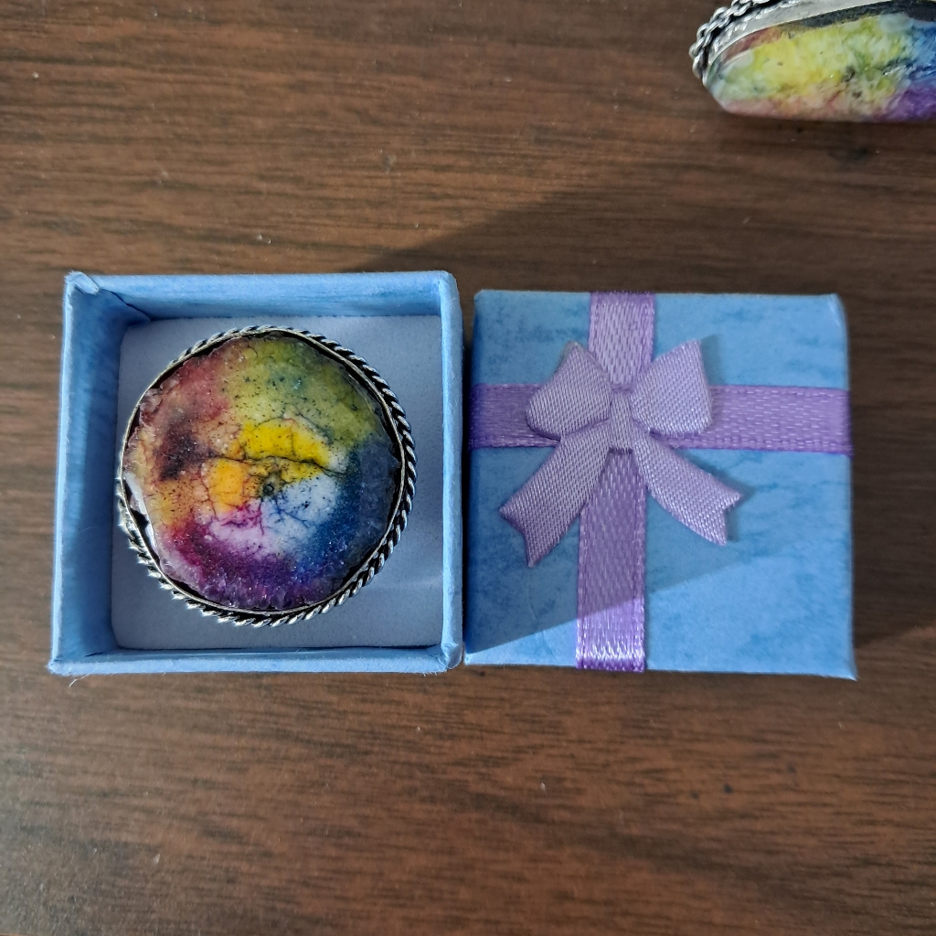 Rainbow Quartz Druzy Ring Size 9